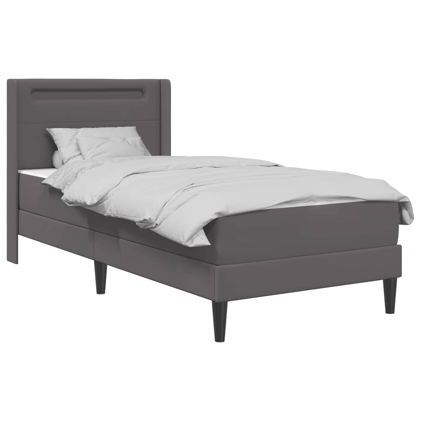 Bedframe met matras Grijs 90 x 200 cm Kunstleer