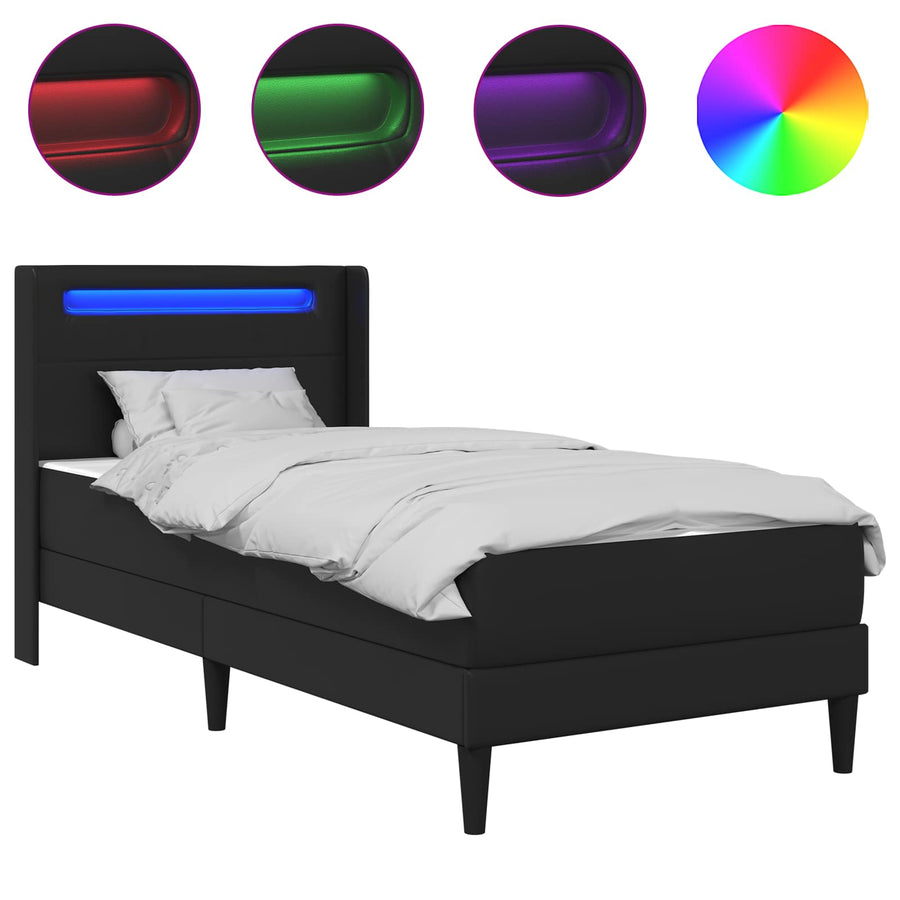 Bedframe met matras Zwart 90 x 200 cm Kunstleer