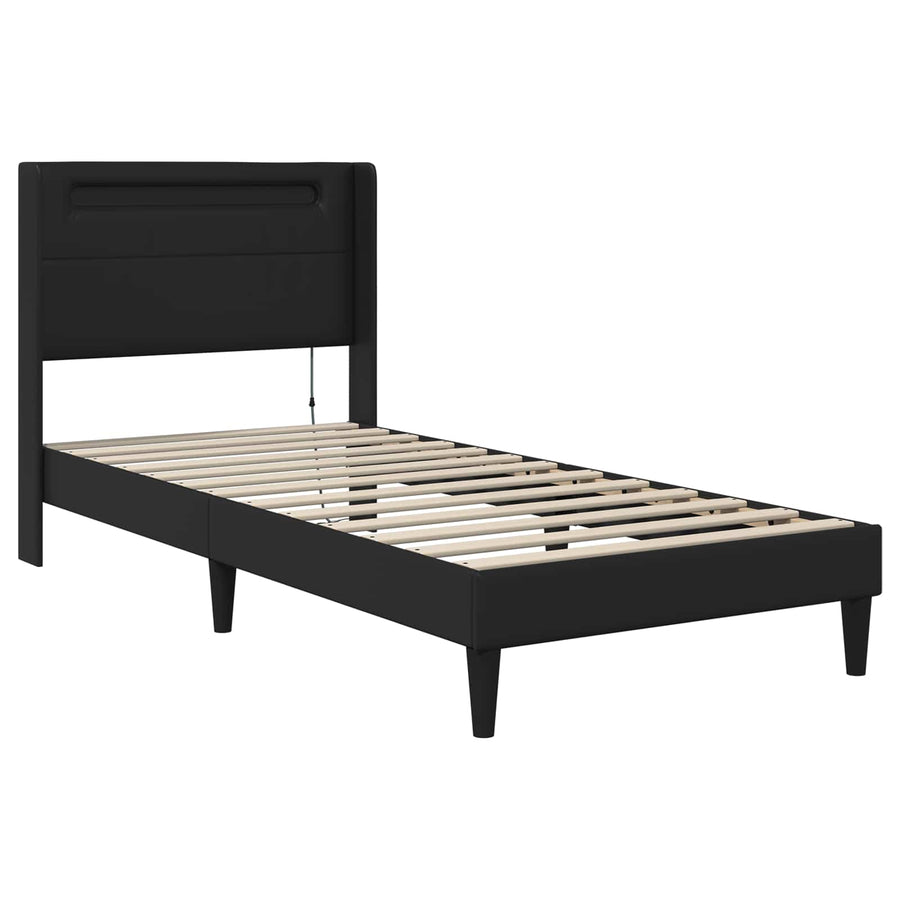 Bedframe met matras Zwart 90 x 200 cm Kunstleer