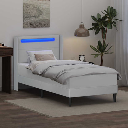 Bedframe met matras Wit 90 x 200 cm Kunstleer
