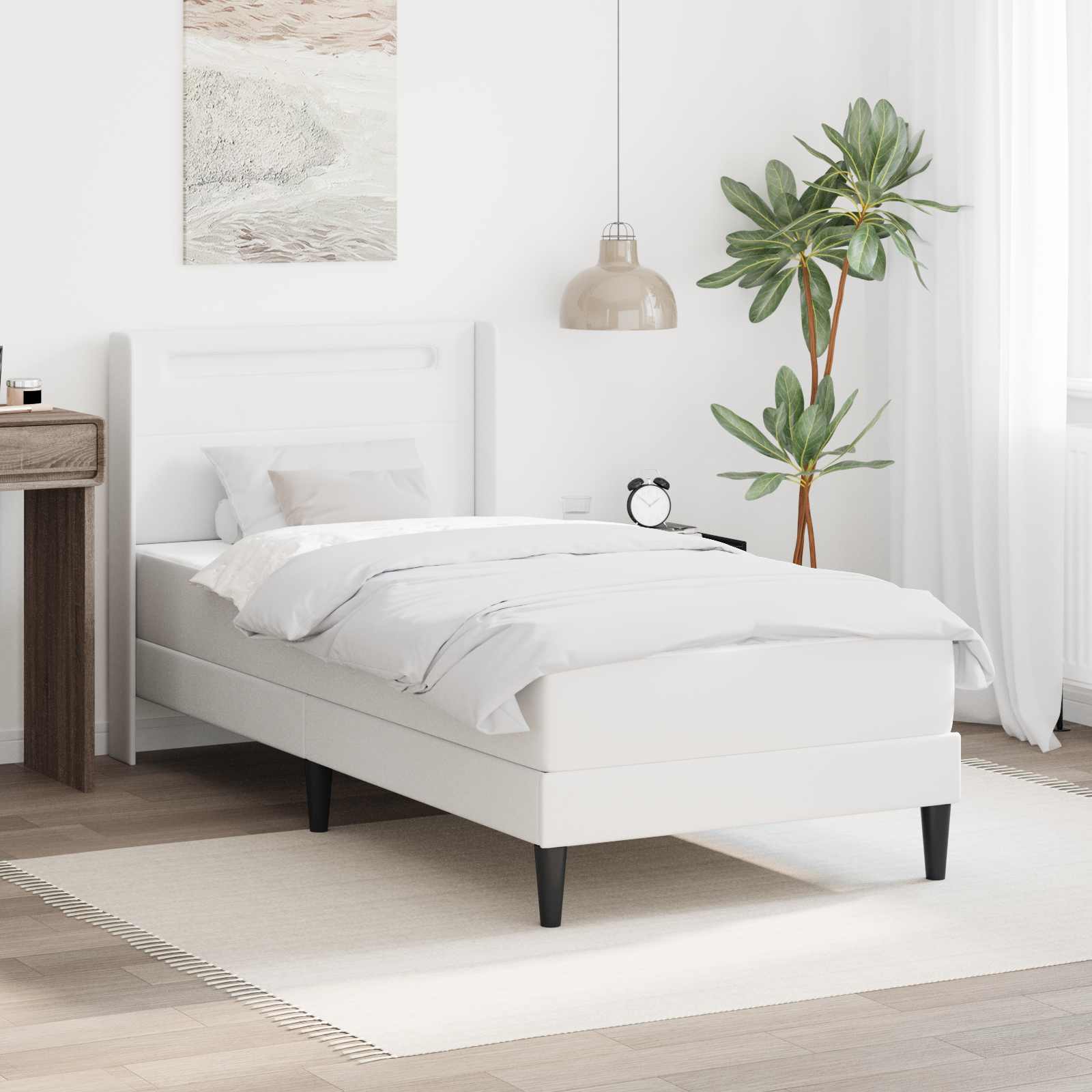 Bedframe met matras Wit 90 x 200 cm Kunstleer