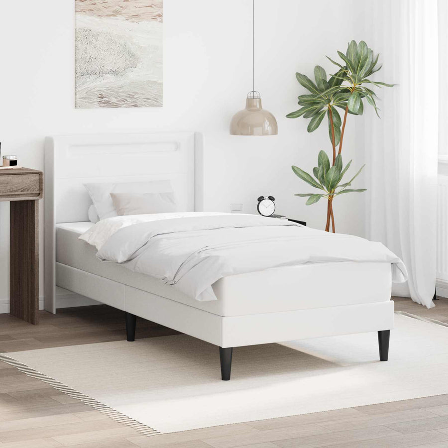 Bedframe met matras Wit 90 x 200 cm Kunstleer