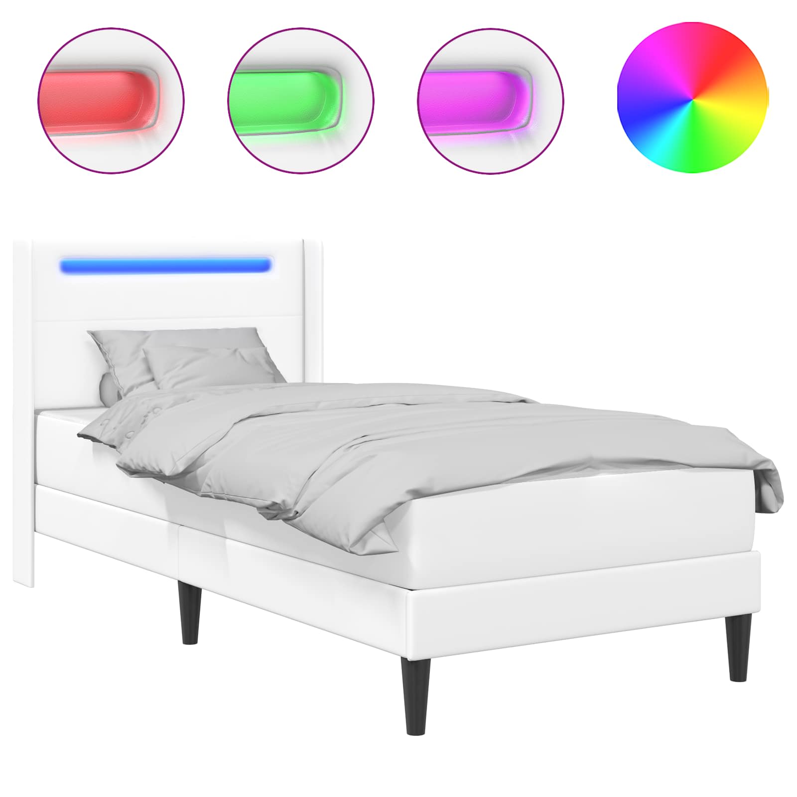 Bedframe met matras Wit 90 x 200 cm Kunstleer