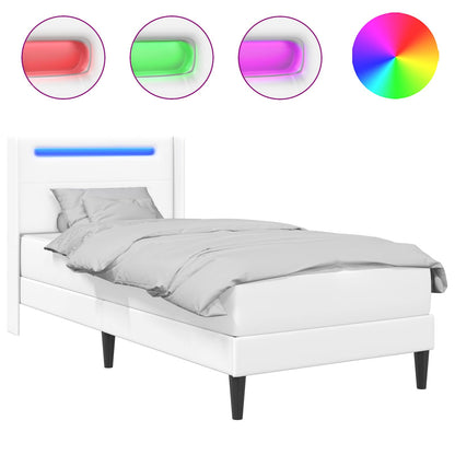 Bedframe met matras Wit 90 x 200 cm Kunstleer