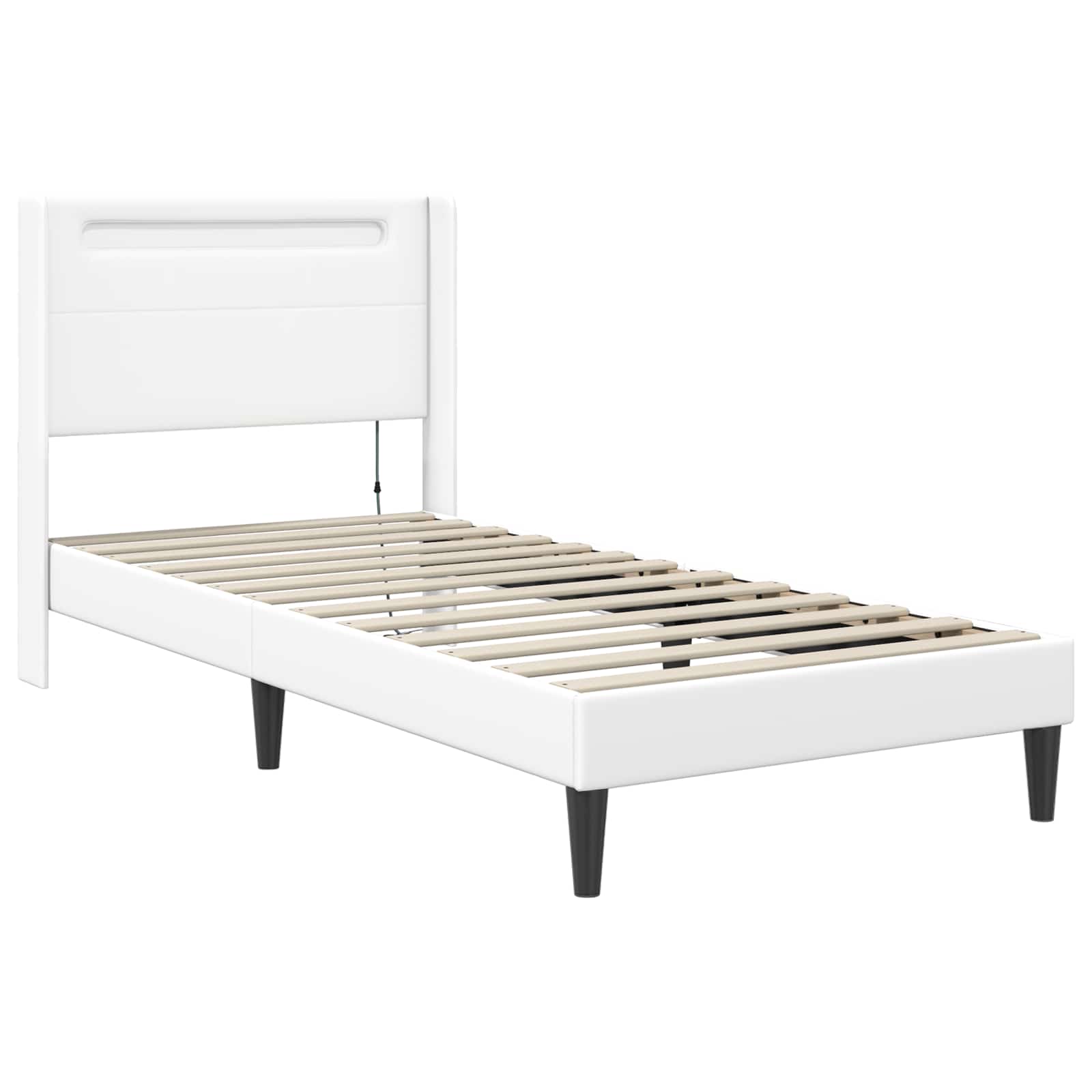 Bedframe met matras Wit 90 x 200 cm Kunstleer