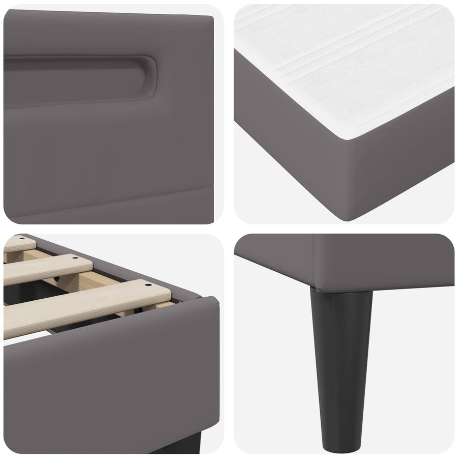 Bedframe met matras Grijs 100 x 200 cm Kunstleer