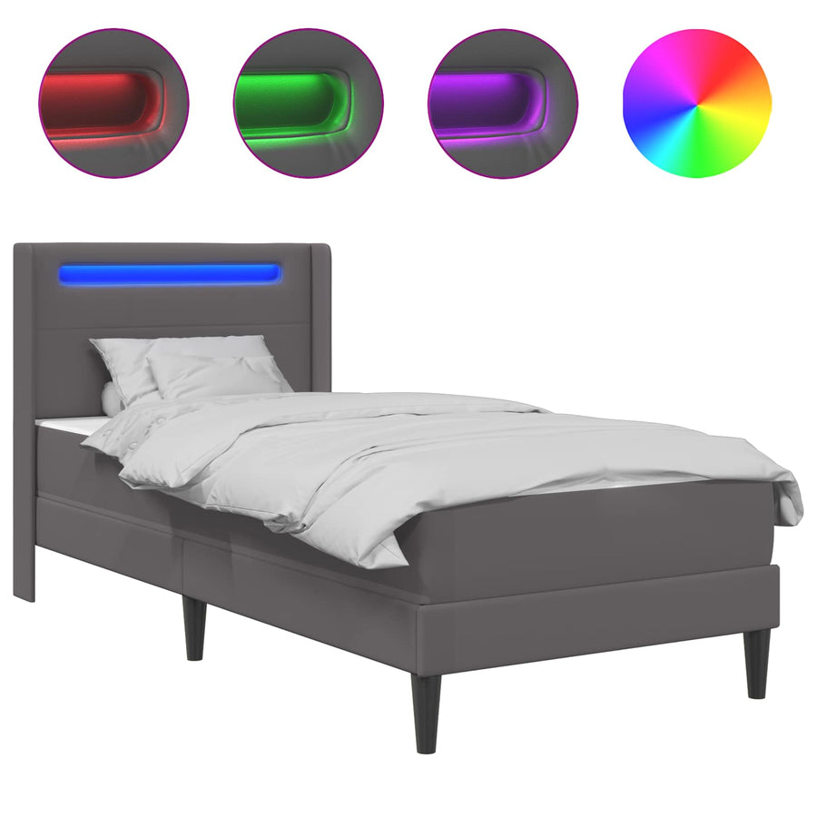 Bedframe met matras Grijs 100 x 200 cm Kunstleer