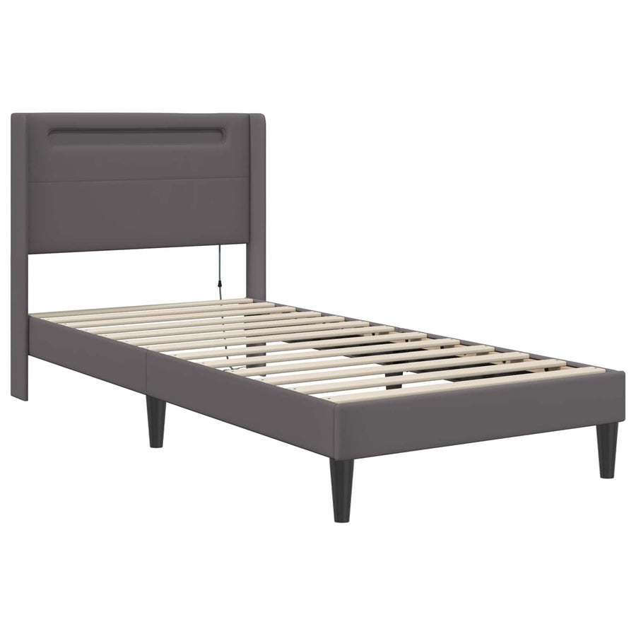 Bedframe met matras Grijs 100 x 200 cm Kunstleer