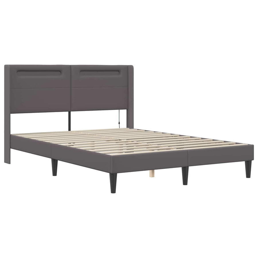 Bedframe met matras Grijs 120 x 190 cm Kunstleer