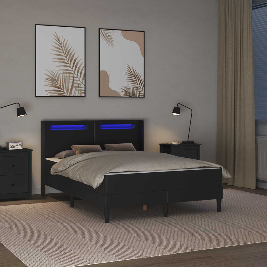 Bedframe met matras Zwart 120 x 190 cm Kunstleer