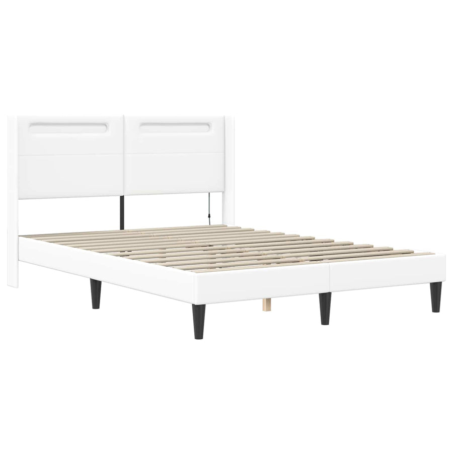 Bedframe met matras Wit 120 x 190 cm Kunstleer