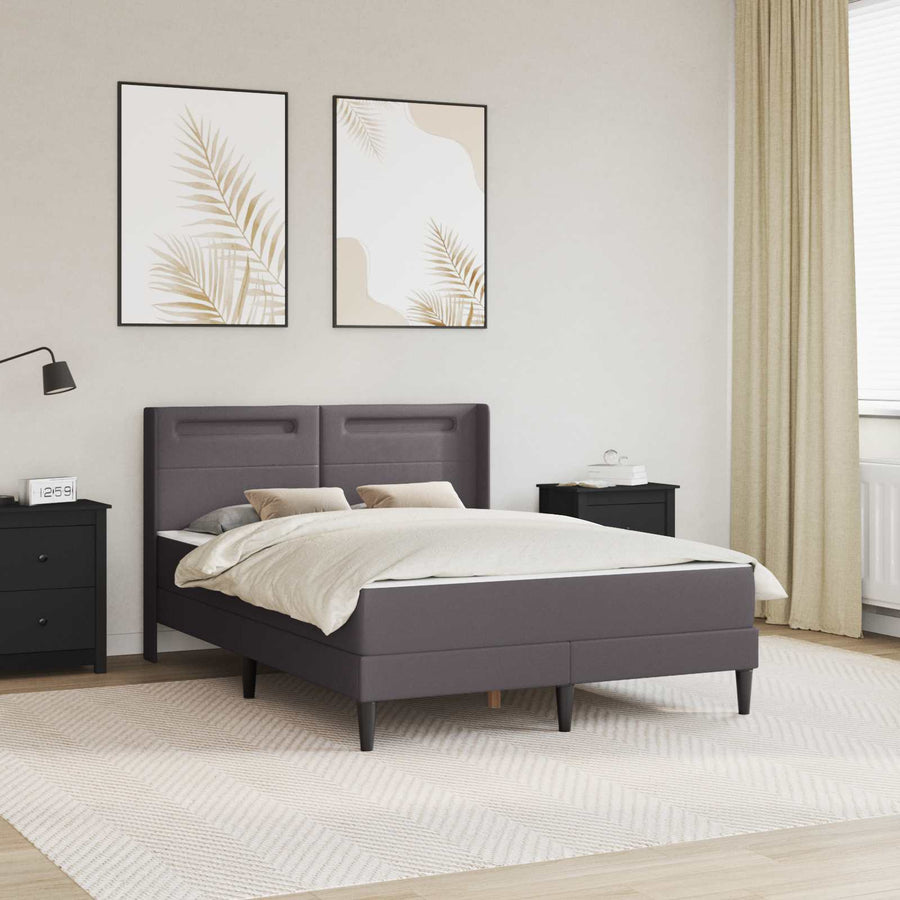 Bedframe met matras Grijs 140 x 190 cm Kunstleer