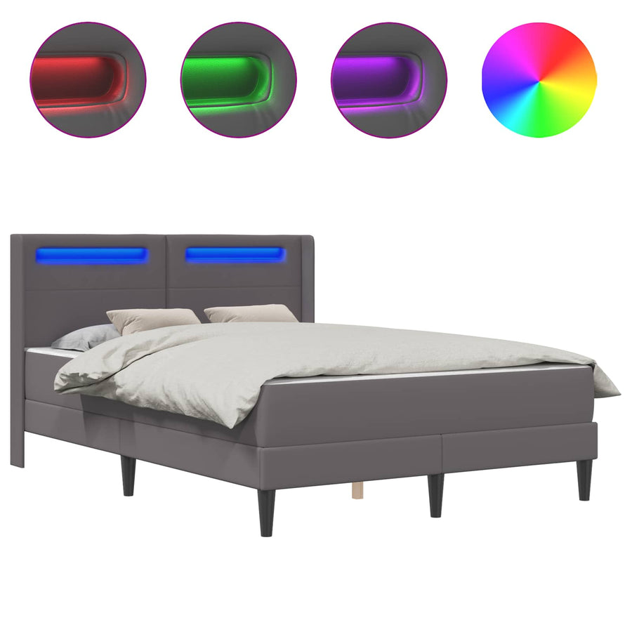 Bedframe met matras Grijs 140 x 190 cm Kunstleer