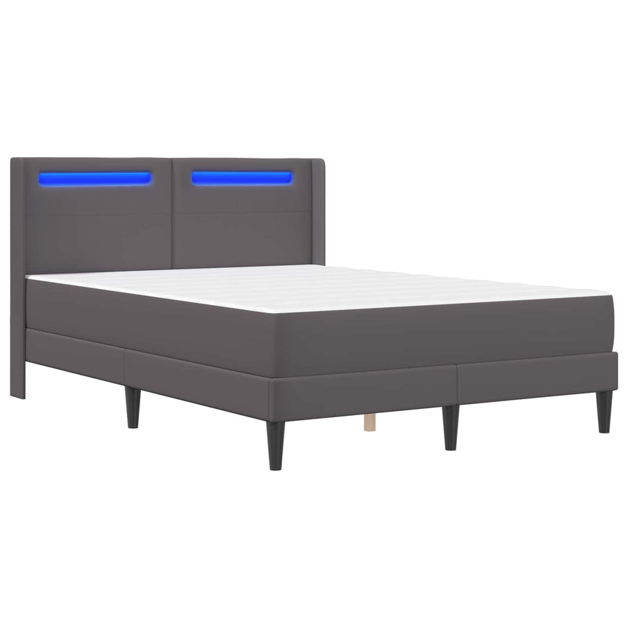 Bedframe met matras Grijs 140 x 190 cm Kunstleer