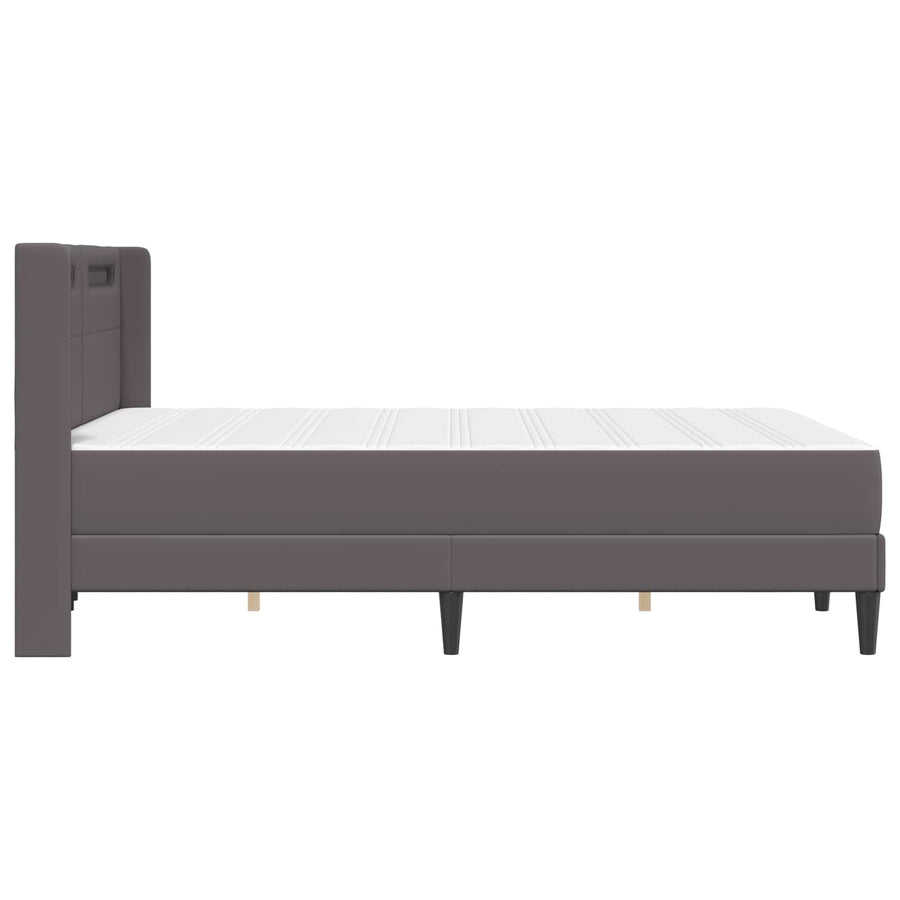 Bedframe met matras Grijs 140 x 190 cm Kunstleer