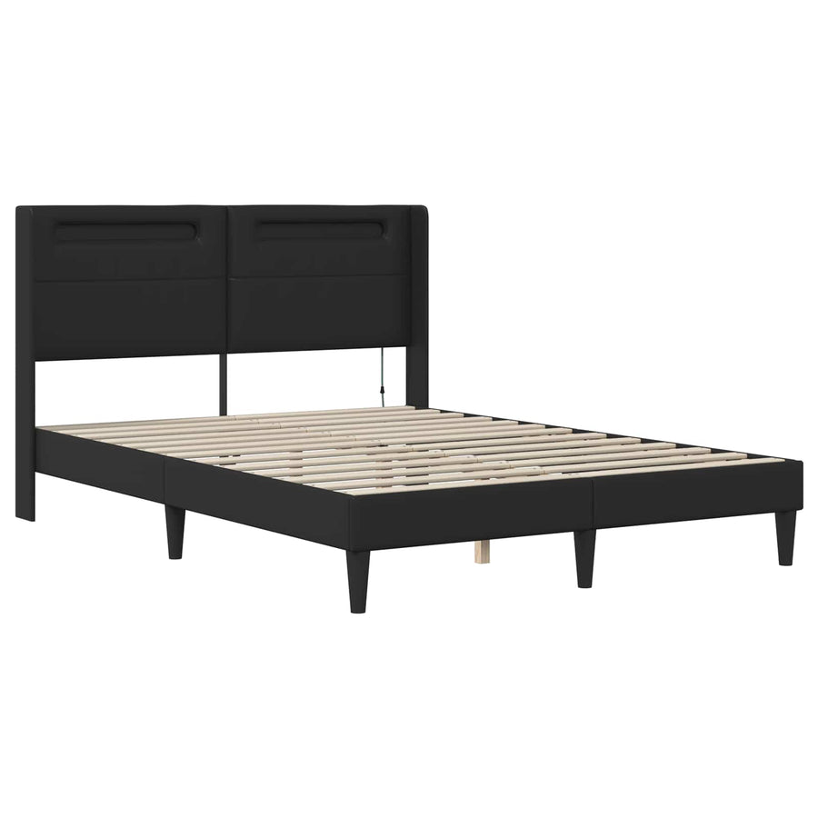 Bedframe met matras Zwart 140 x 190 cm Kunstleer