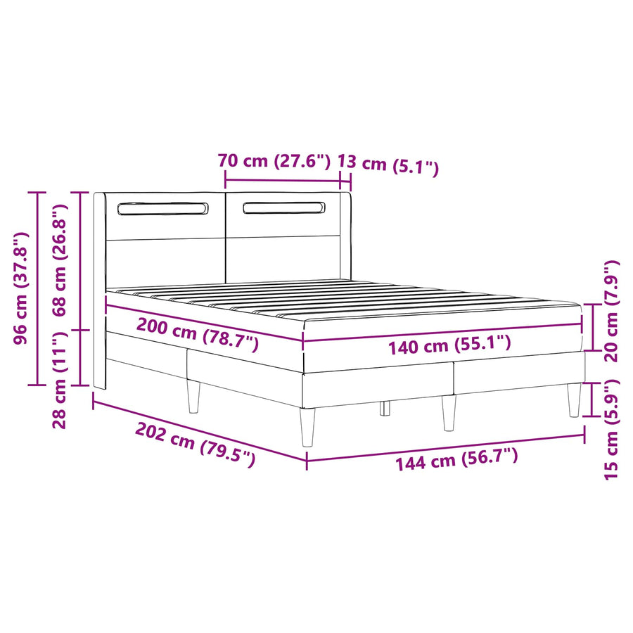 Bedframe met matras Zwart 140 x 200 cm Kunstleer