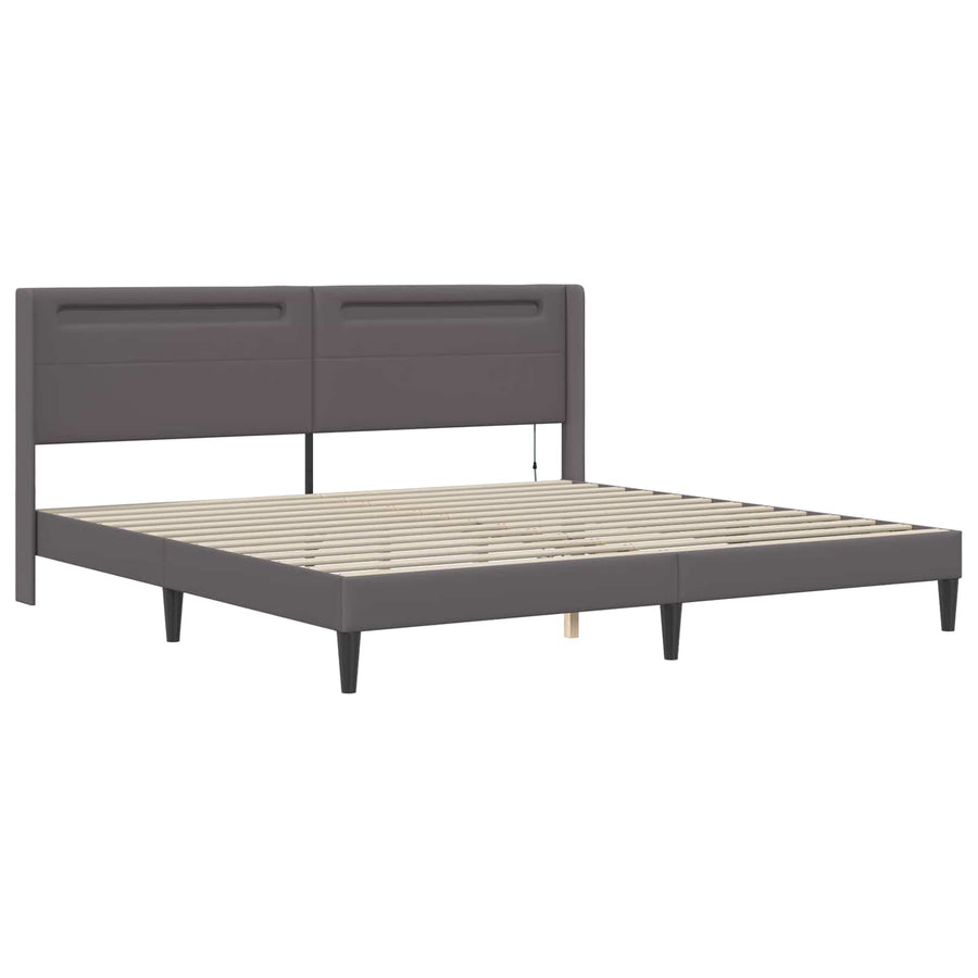 Bedframe met matras Grijs 180 x 200 cm Kunstleer