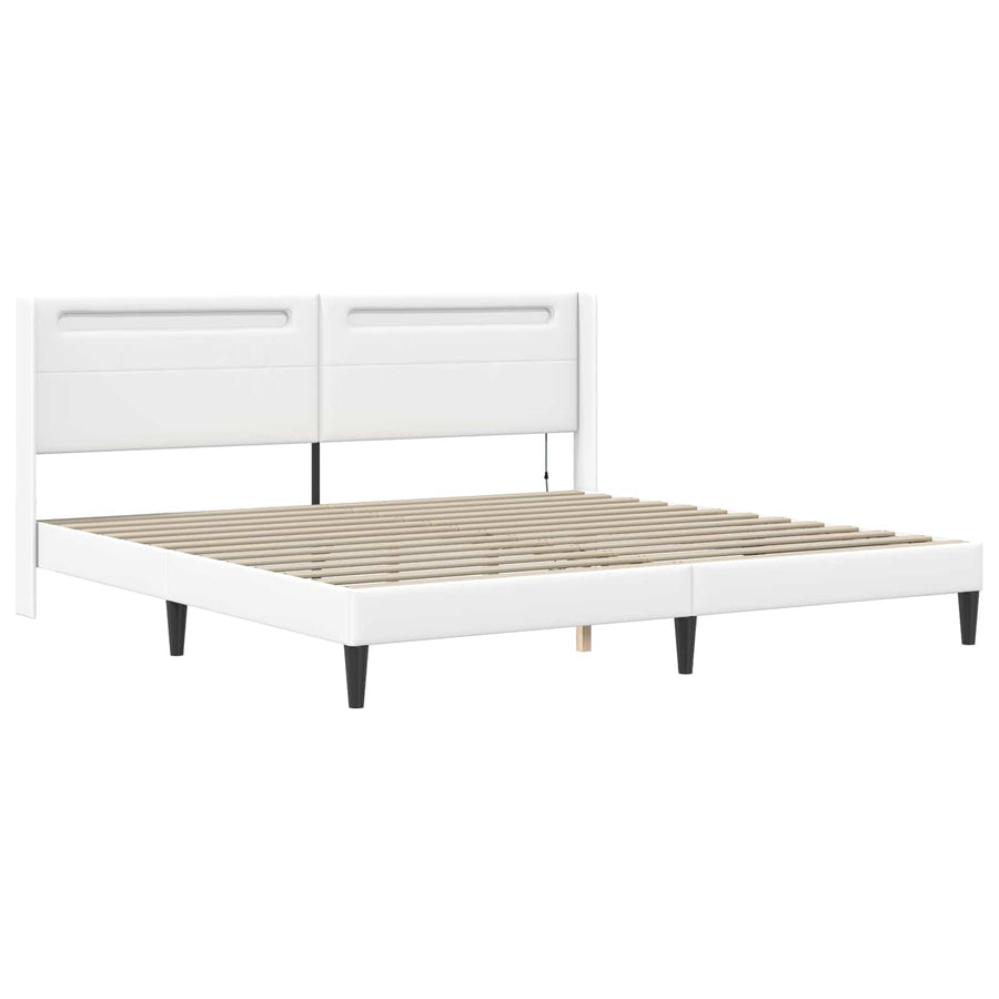 Bedframe met matras Wit 180 x 200 cm Kunstleer