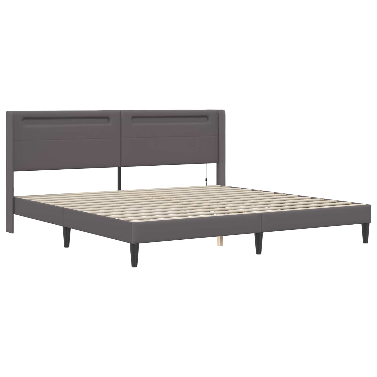 Bedframe met matras Grijs 200 x 200 cm Kunstleer