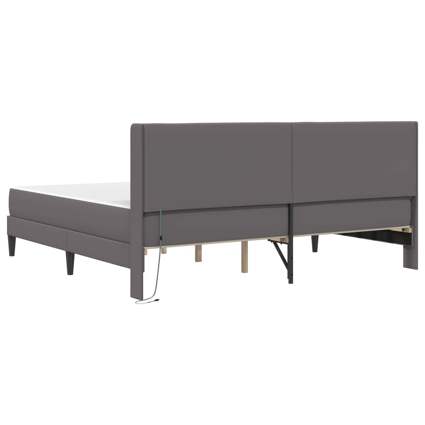 Bedframe met matras Grijs 200 x 200 cm Kunstleer