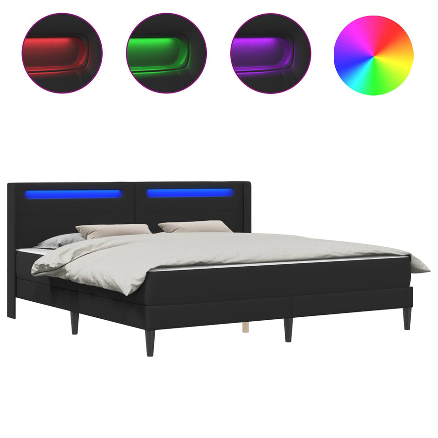 Bedframe met matras Zwart 200 x 200 cm Kunstleer