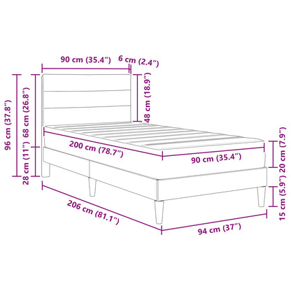 Bedframe Donkergrijs 90 x 200 cm Polyester