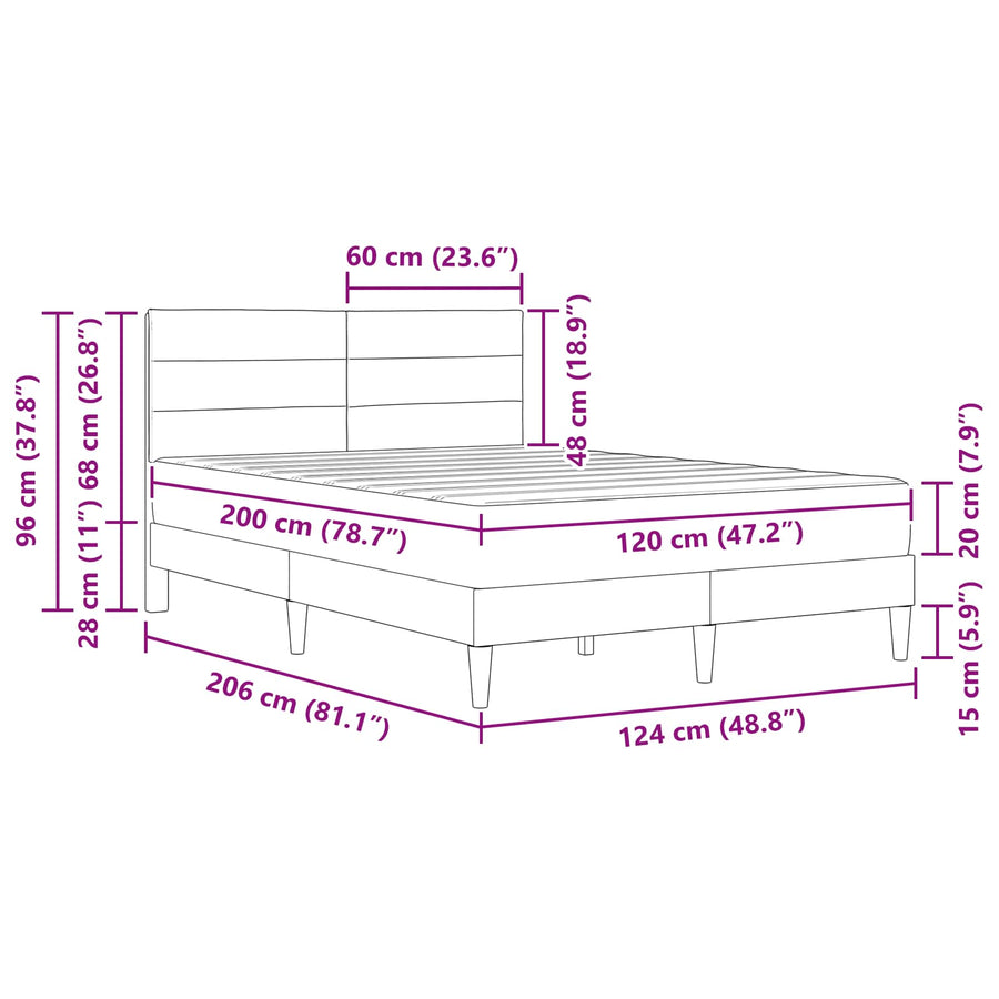 Bedframe Donkergrijs 120 x 200 cm Polyester