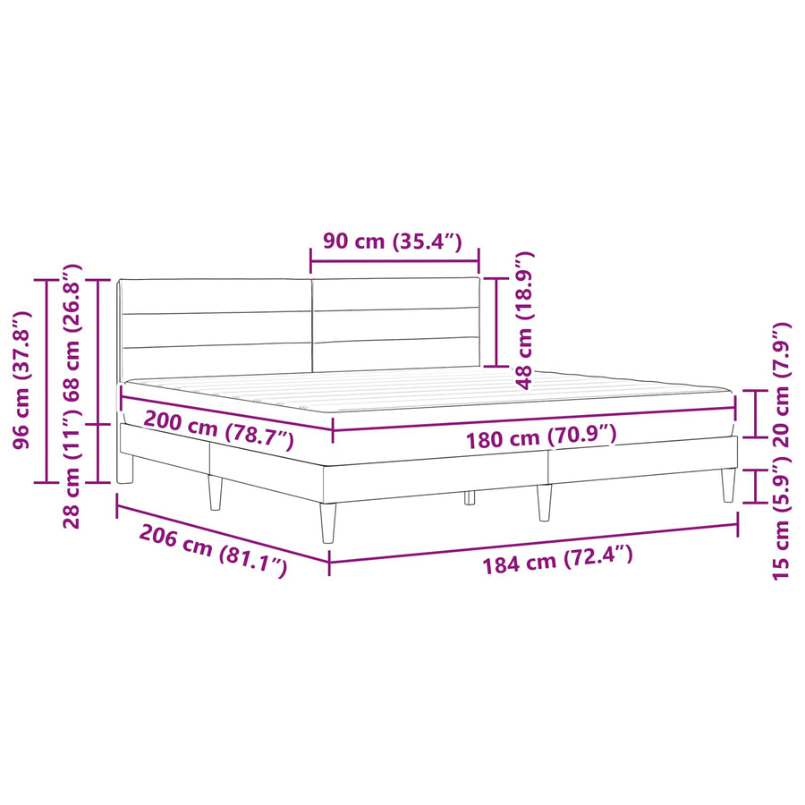 Bedframe Donkergrijs 180 x 200 cm Polyester