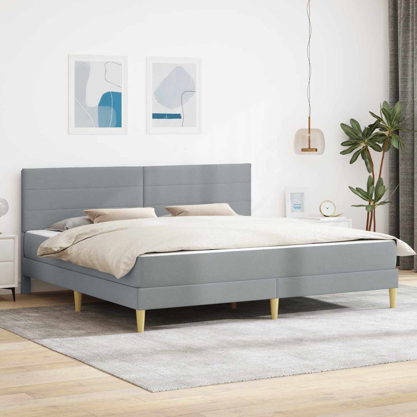 Bedframe Lichtgrijs 200 x 200 cm Polyester