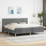 Bedframe 200x200 cm donkergrijs met matras