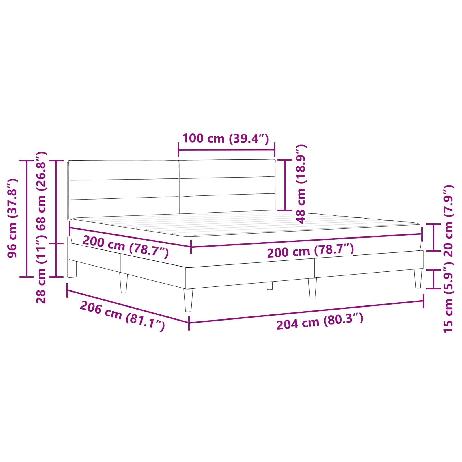 Bedframe Blauw 200 x 200 cm Polyester