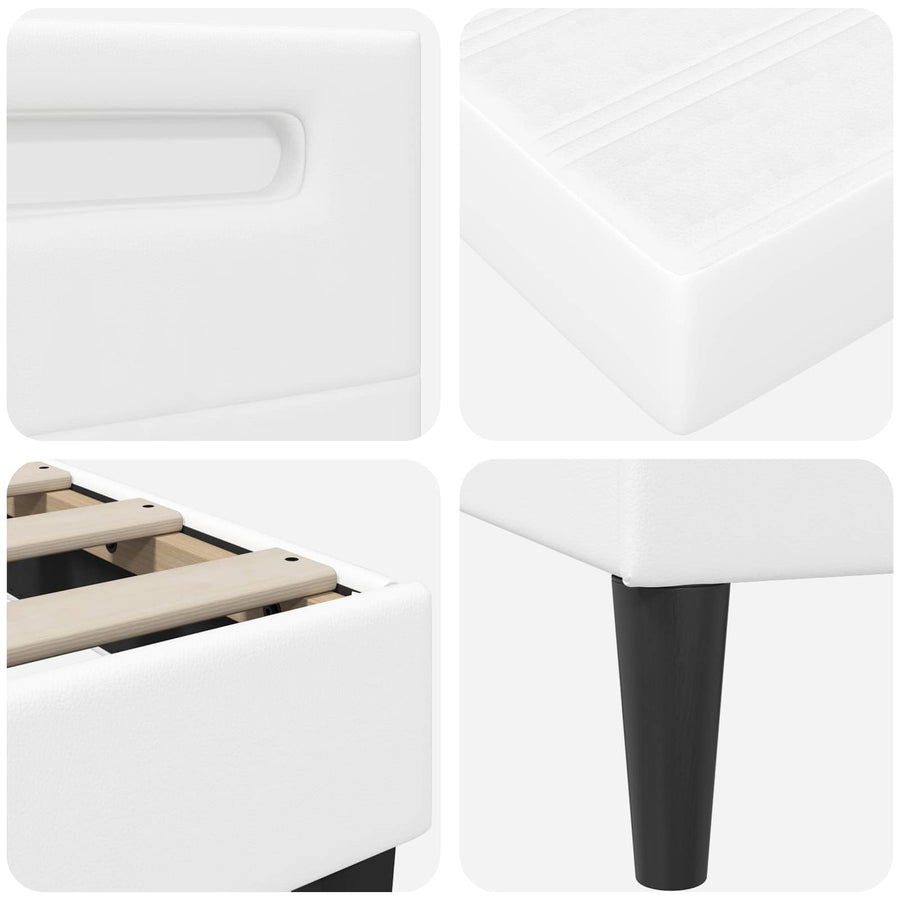 Bedframe met LED-stripverlichting Wit 80 x 200 cm Kunstleer