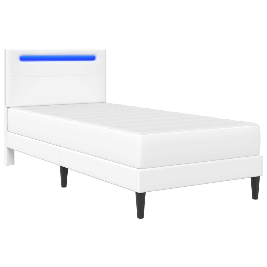 Bedframe met LED-stripverlichting Wit 80 x 200 cm Kunstleer
