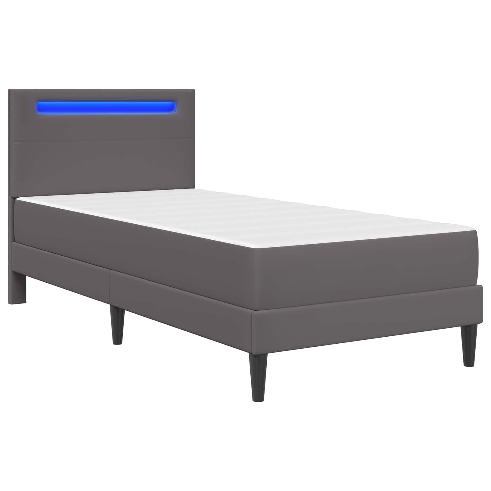 Bedframe met LED-stripverlichting Grijs 90 x 190 cm Kunstleer