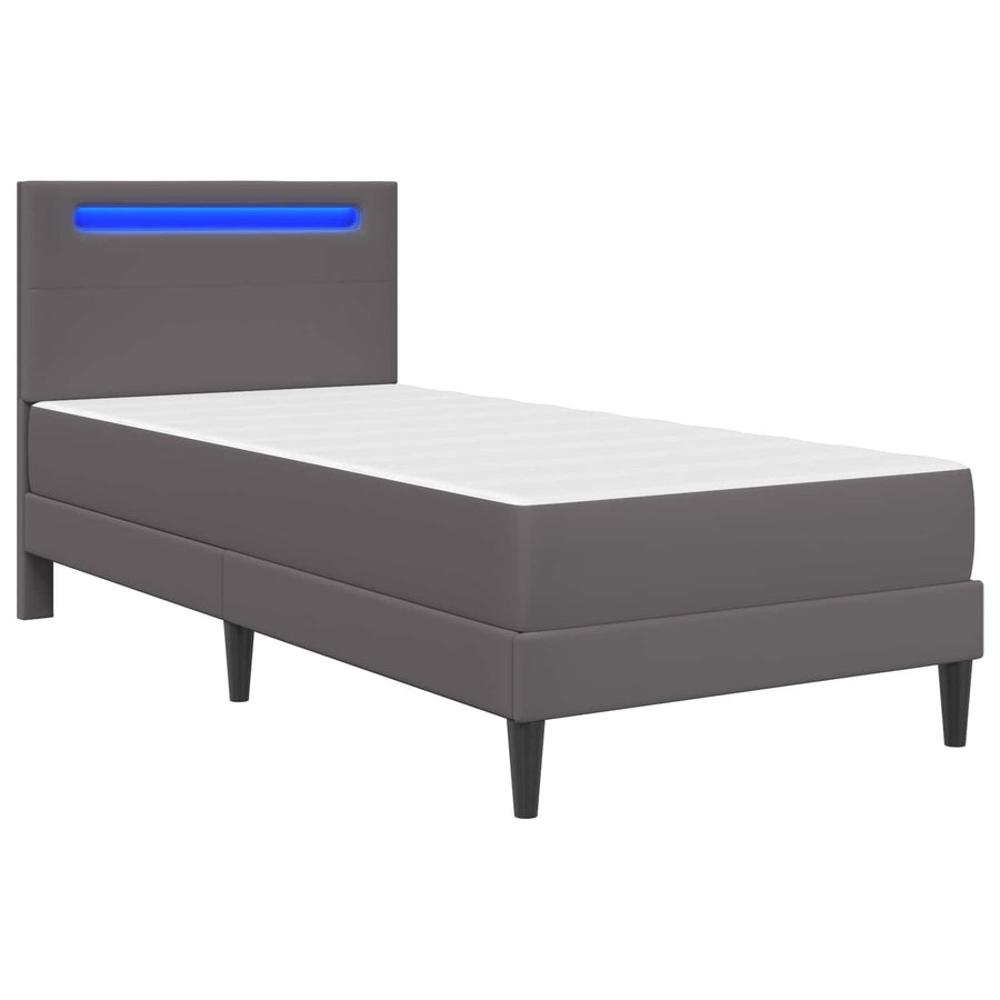 Bedframe met LED-stripverlichting Grijs 90 x 190 cm Kunstleer