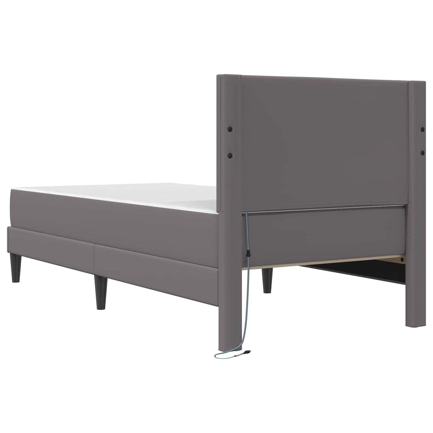 Bedframe met LED-stripverlichting Grijs 90 x 190 cm Kunstleer