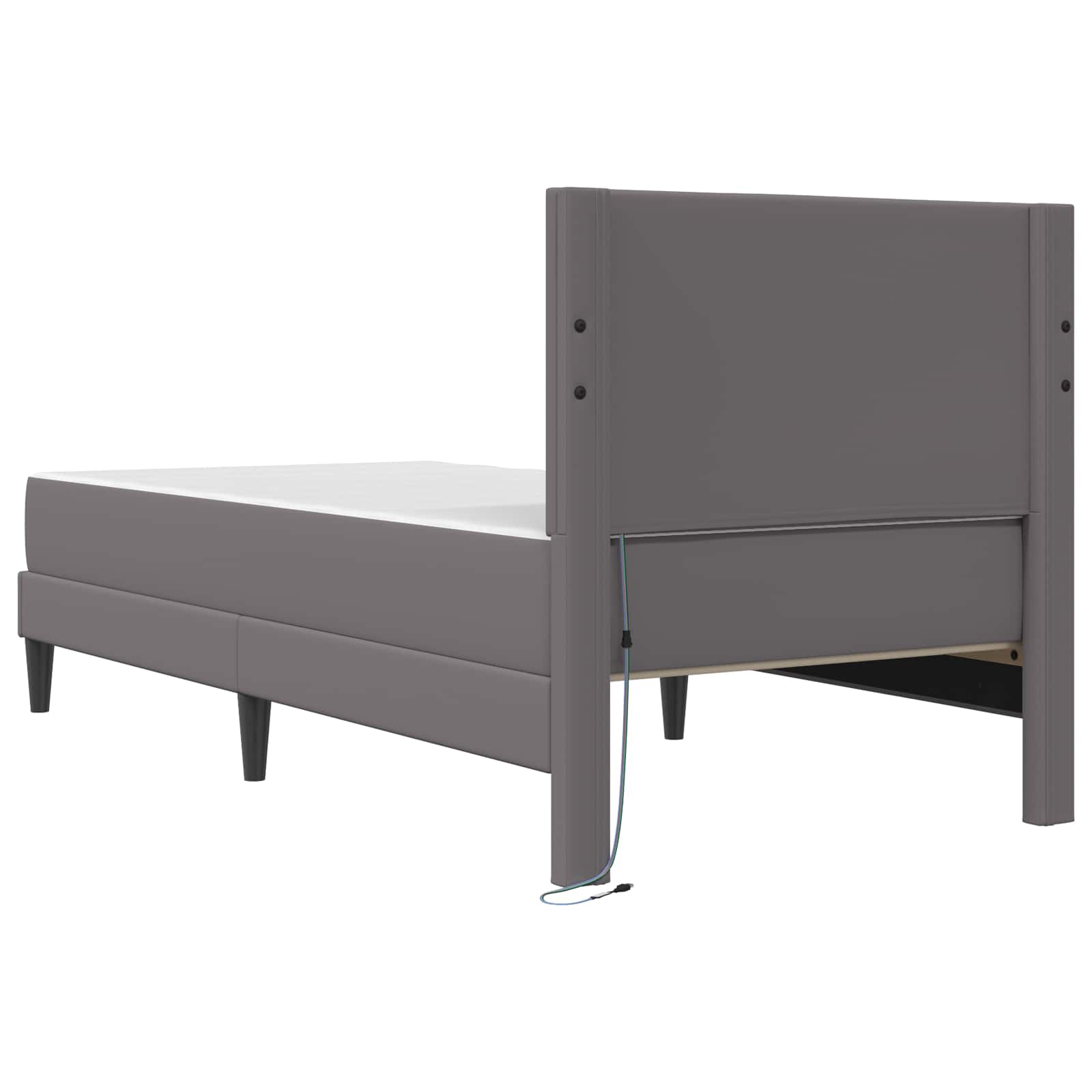 Bedframe met LED-stripverlichting Grijs 90 x 190 cm Kunstleer