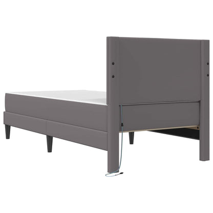 Bedframe met LED-stripverlichting Grijs 90 x 190 cm Kunstleer
