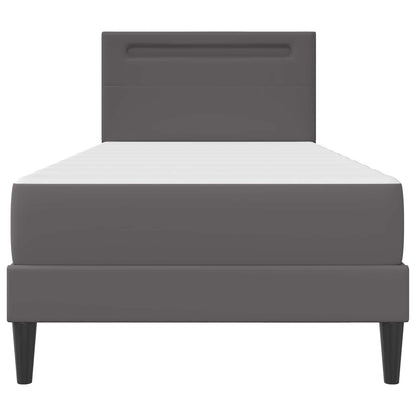 Bedframe met LED-stripverlichting Grijs 90 x 190 cm Kunstleer