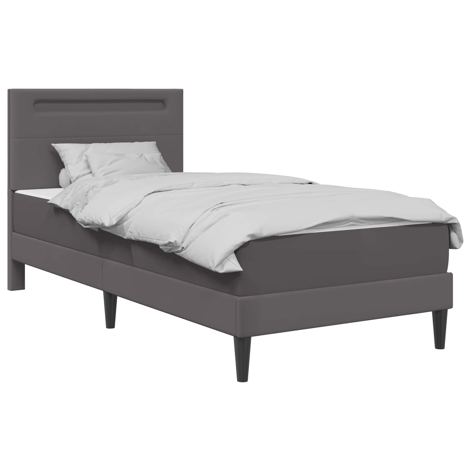 Bedframe met LED-stripverlichting Grijs 90 x 190 cm Kunstleer