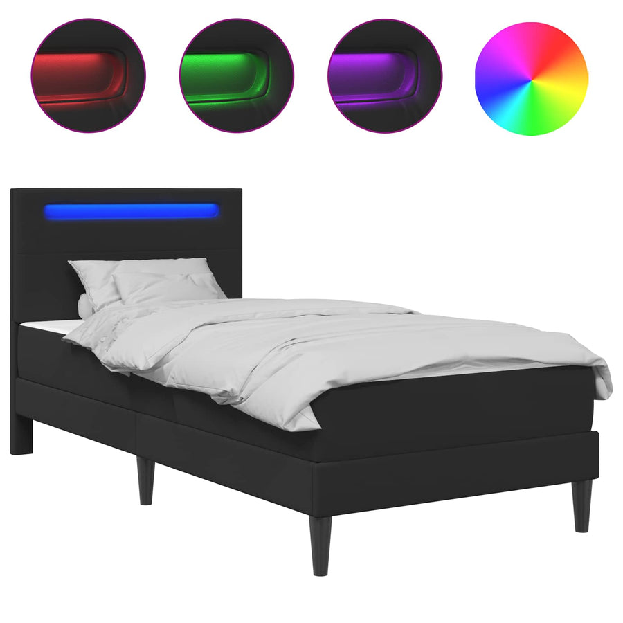 Bedframe met LED-stripverlichting Zwart 90 x 190 cm Kunstleer