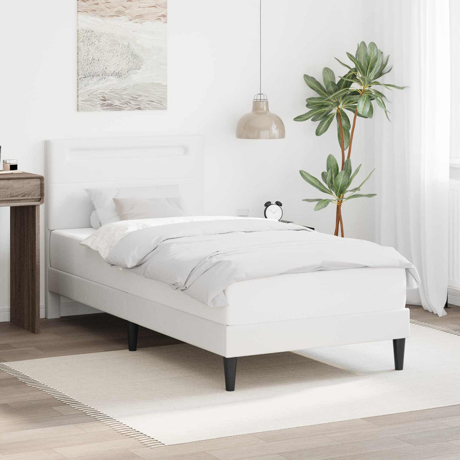 Bedframe met LED-stripverlichting Wit 90 x 190 cm Kunstleer
