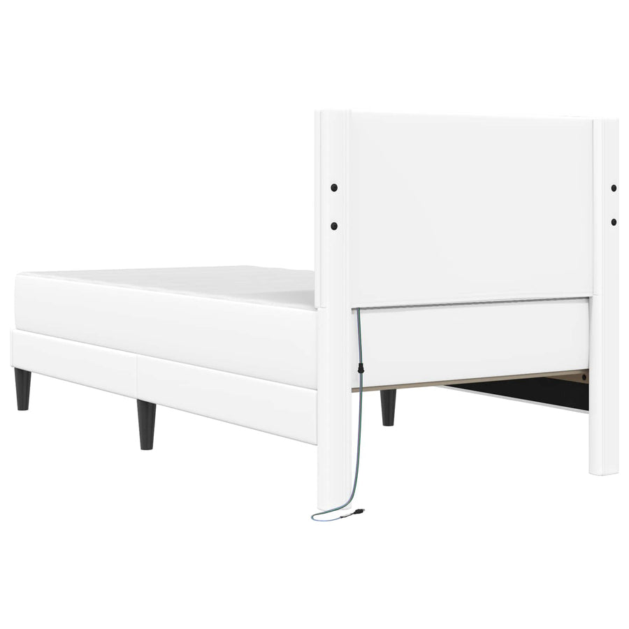 Bedframe met LED-stripverlichting Wit 90 x 190 cm Kunstleer