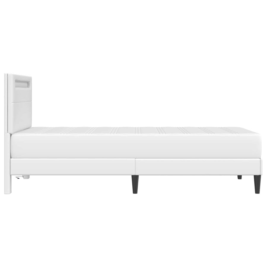 Bedframe met LED-stripverlichting Wit 90 x 190 cm Kunstleer
