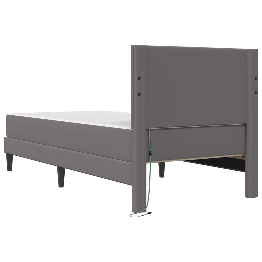 Bedframe met LED-stripverlichting Grijs 90 x 200 cm Kunstleer