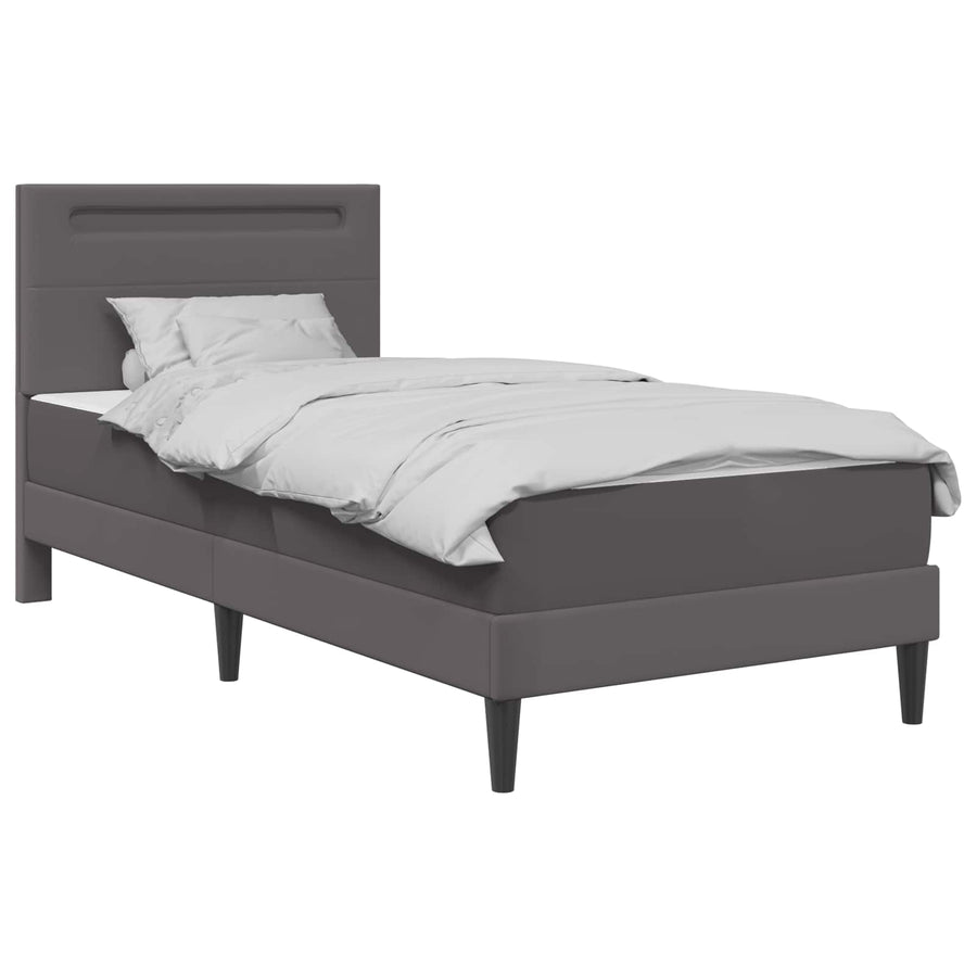 Bedframe met LED-stripverlichting Grijs 90 x 200 cm Kunstleer