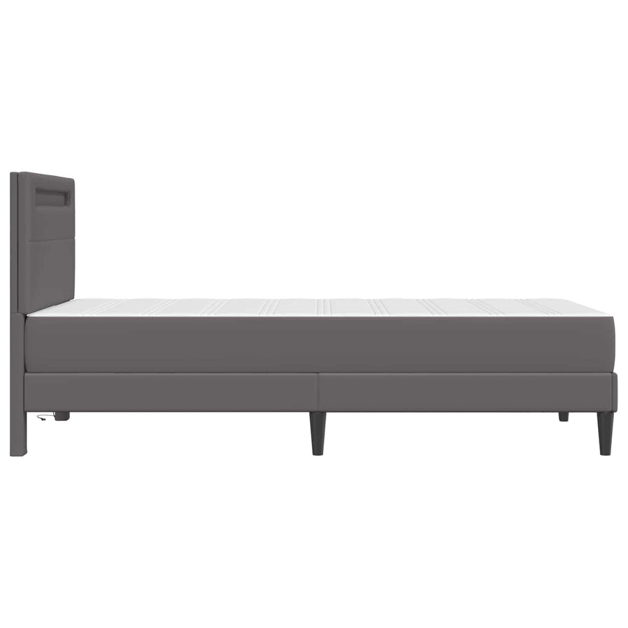 Bedframe met LED-stripverlichting Grijs 90 x 200 cm Kunstleer