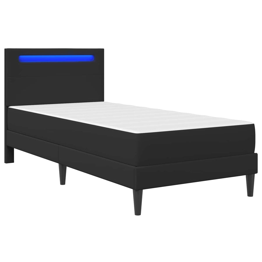 Bedframe met LED-stripverlichting Zwart 90 x 200 cm Kunstleer