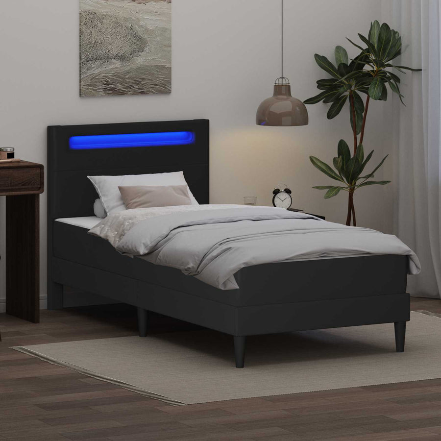 Bedframe met LED-stripverlichting Zwart 100 x 200 cm Kunstleer